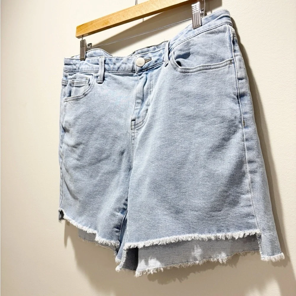 ARULA Light Blue Frayed Hem Baggy Mom High Waisted Denim Shorts Sz 10